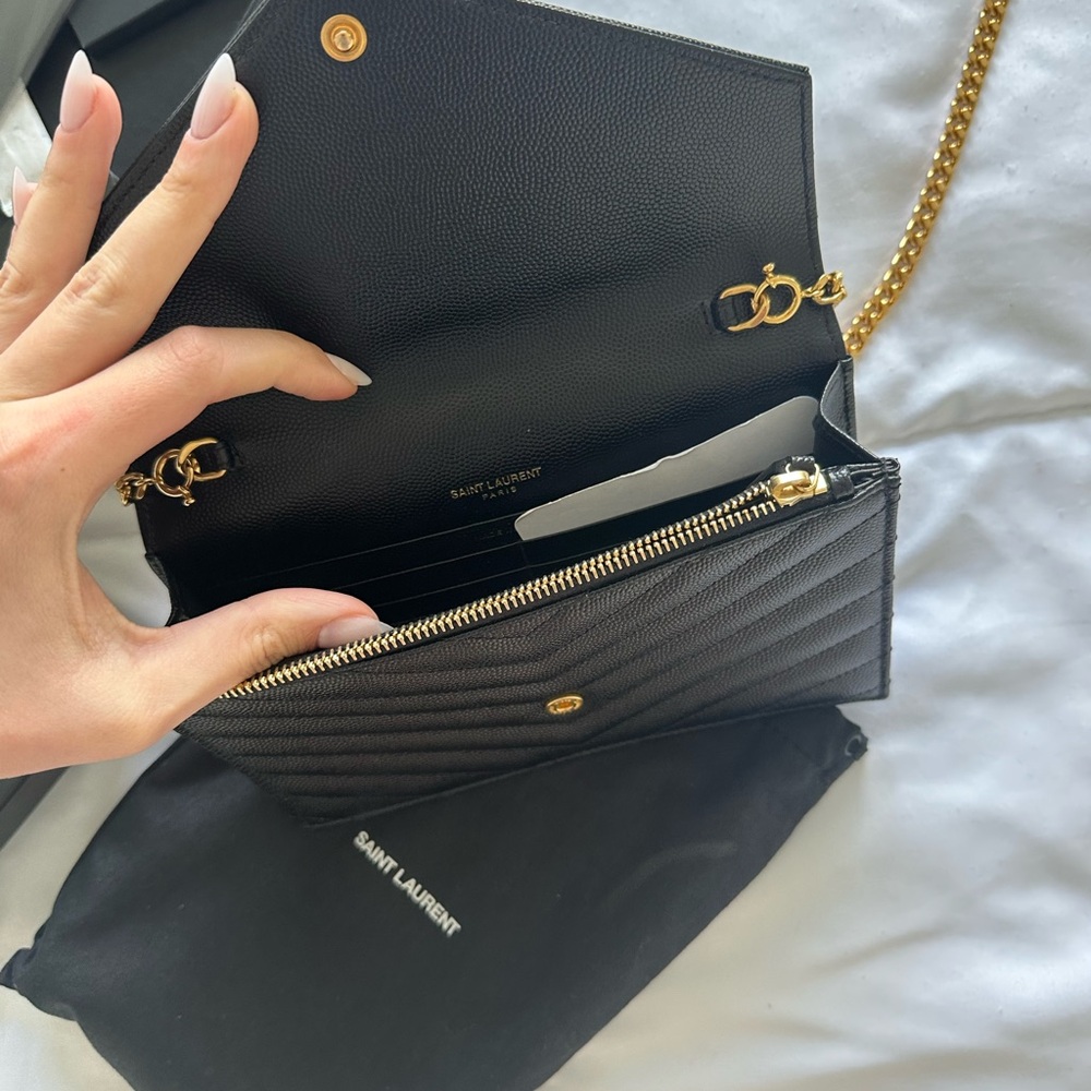 YSL Black Clutch Bag with Long Chain - Picture 5 of 6